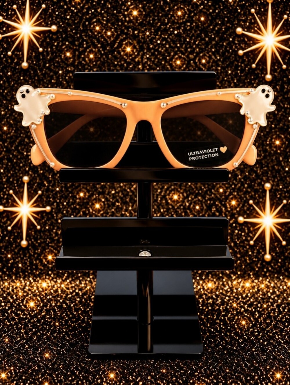 Peach Cat-Eye Sunglasses with Ghost Accent - Women Accessories
